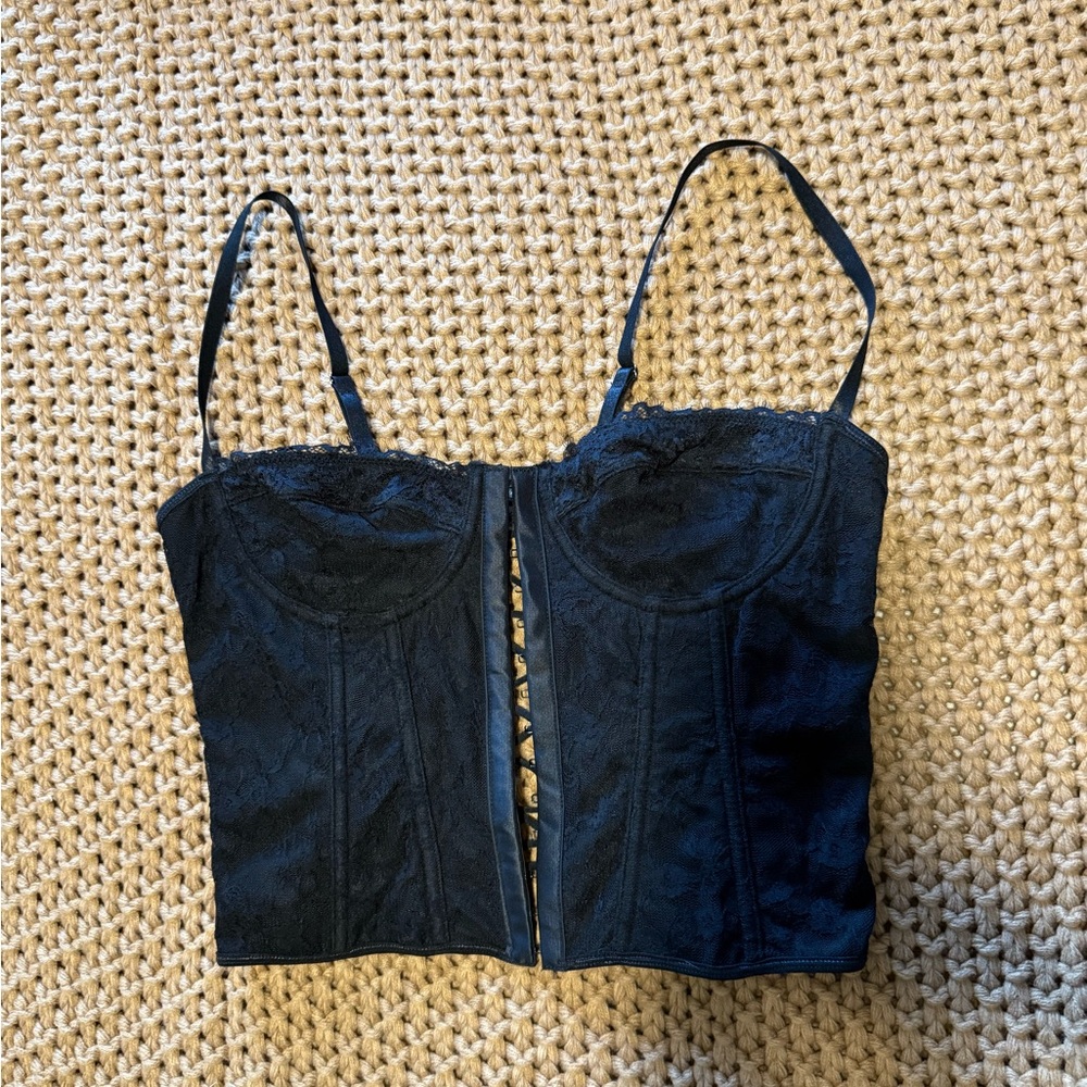 Elegant Black Lace Bustier Top